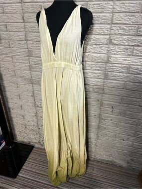 Gypsy 05 Maxi Dress 100% Cotton Ombre Cream Green Size Large Twisted Straps